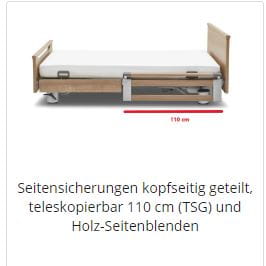 Regia-Easy-Switch-90x200 Pflegebett Burmeier Regia Easy Switch 90 x 200 cm mit teilbaren Seitengittern Vorführware