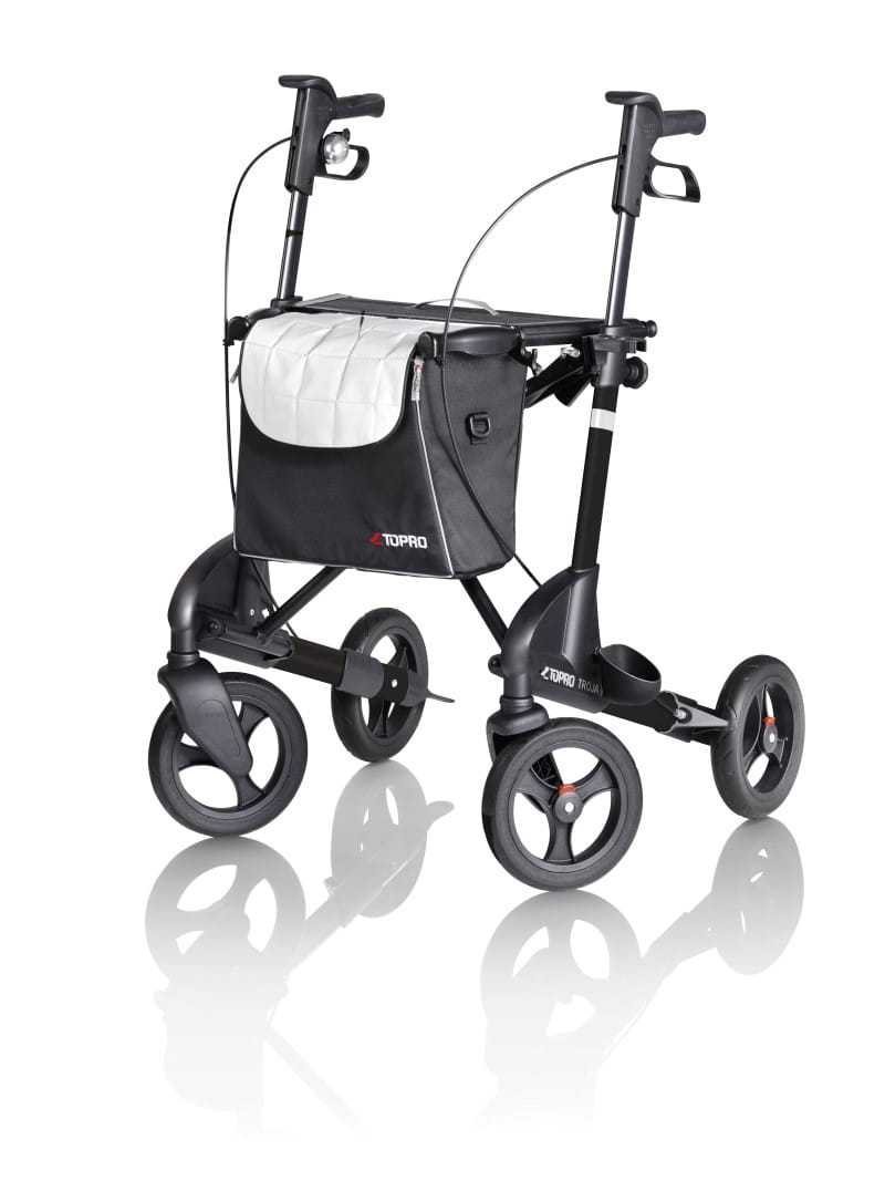 814600-000319_Troja2GPremium_M_schwarz_Stockhalter_72 Leichtgewicht Rollator Topro Troja 2G Premium Vorführware