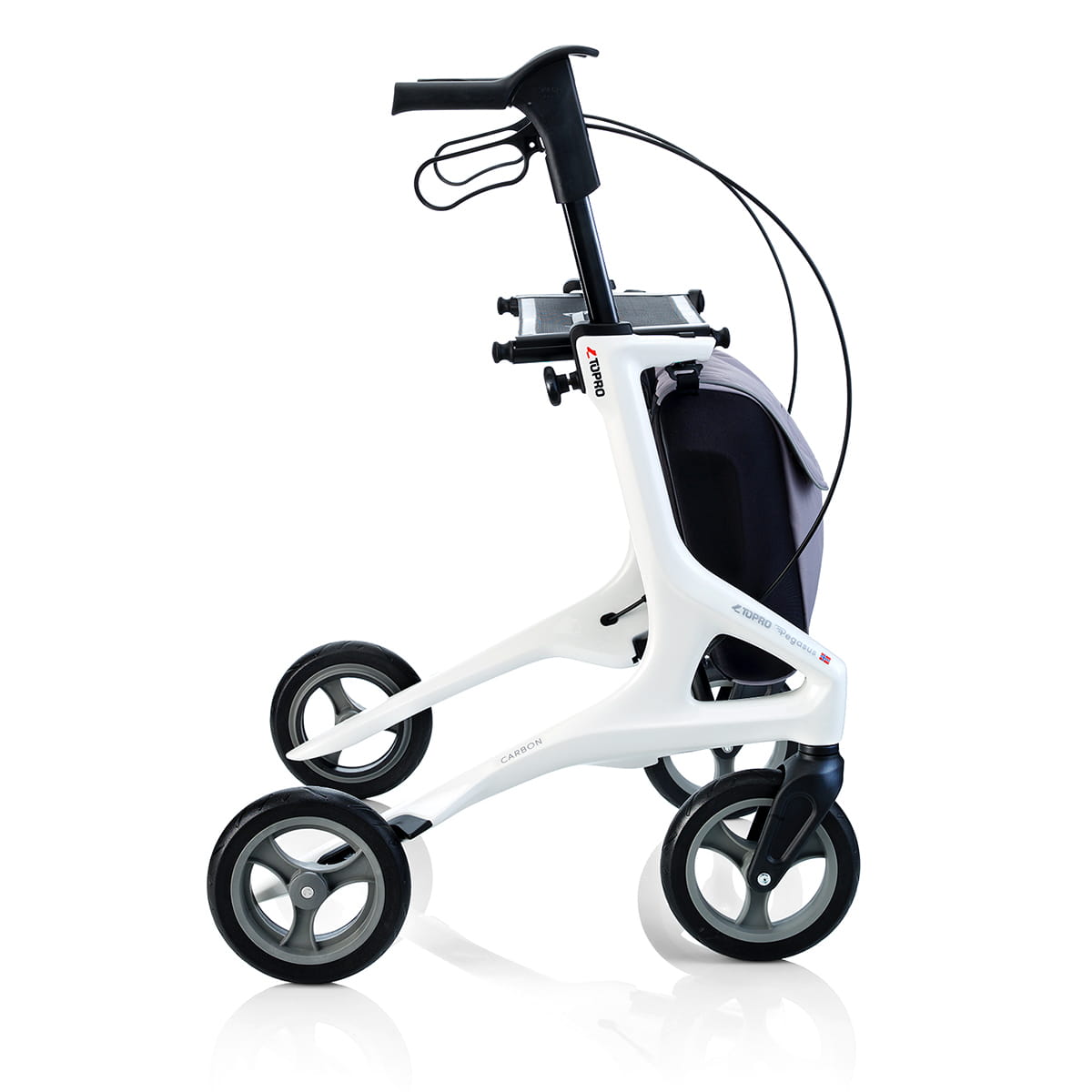 Topro-Pegasus-weiss-Seitentenansicht-3 Leichtgewichtrollator Carbon Topro Pegasus Vorführware