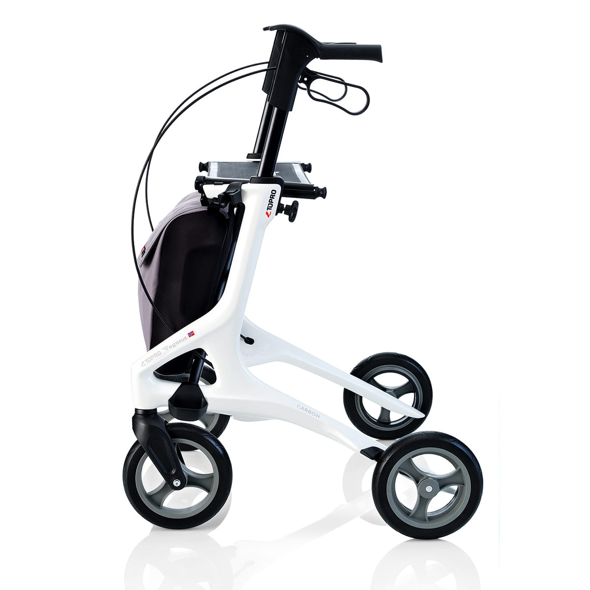 Topro-Pegasus-weiss-Seitenansicht-2 Leichtgewichtrollator Carbon Topro Pegasus Vorführware