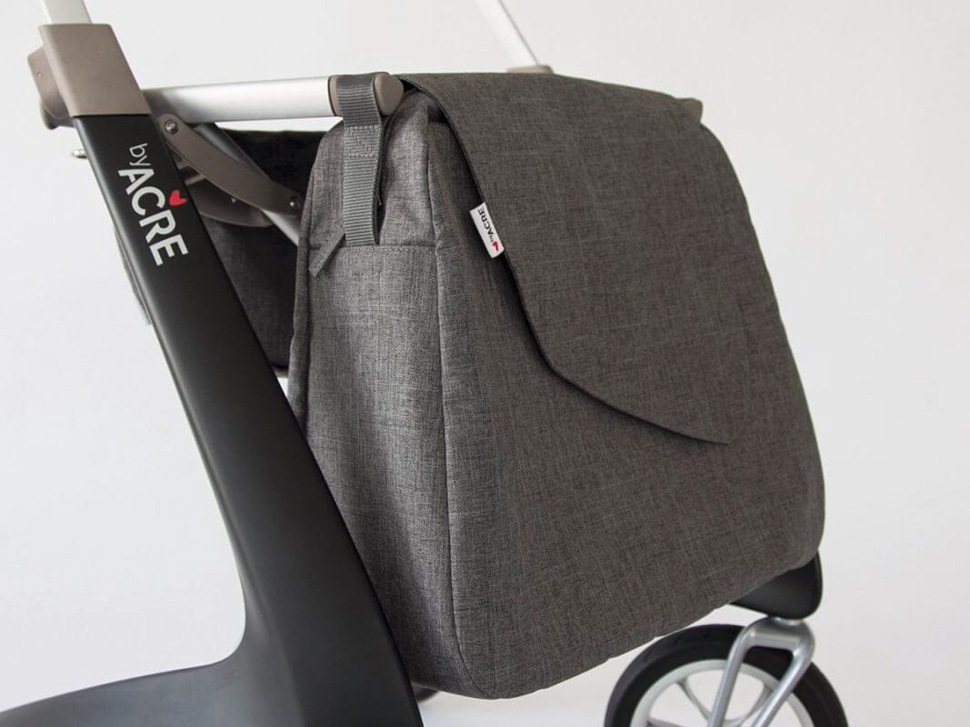 Acre Rollator Modell Ultralight, Nahaufnahme graue Tasche
